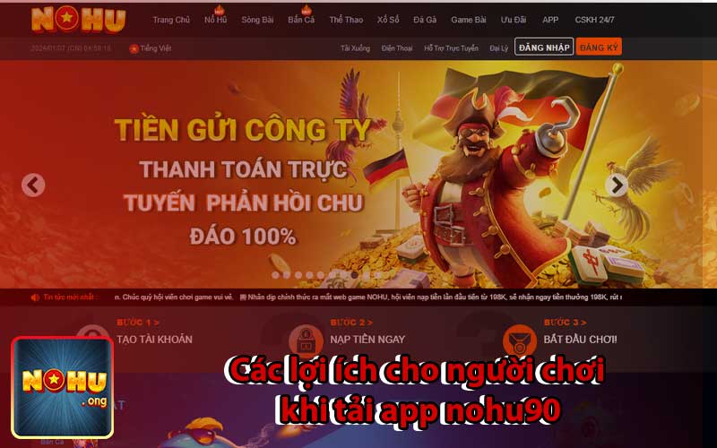 Các lợi ích cho người chơi khi tải app nohu90